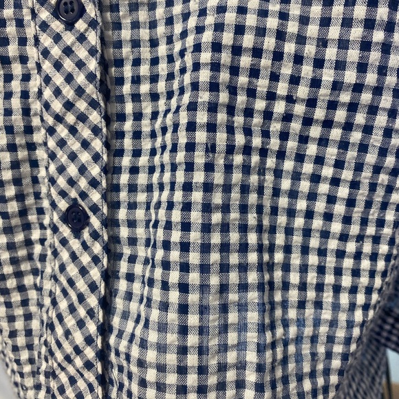 Caution to the Wind gingham cold shoulder button blouse - Picture 4 of 8